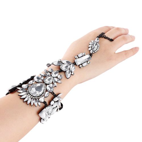 Chaine De Cheville Longue Et Coloree En Alliage Avec Strass Pour Femmes Et Filles (Blanc)