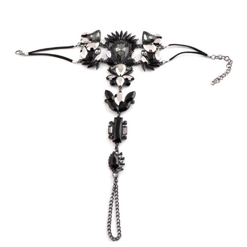 Chaine De Cheville Longue Et Coloree En Alliage Avec Strass Pour Femmes Et Filles (Noir)