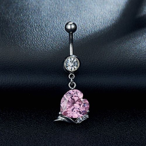 Piercing De Nombril En Acier Inoxydable Et Cuivre En Forme De Cour Avec Zircon