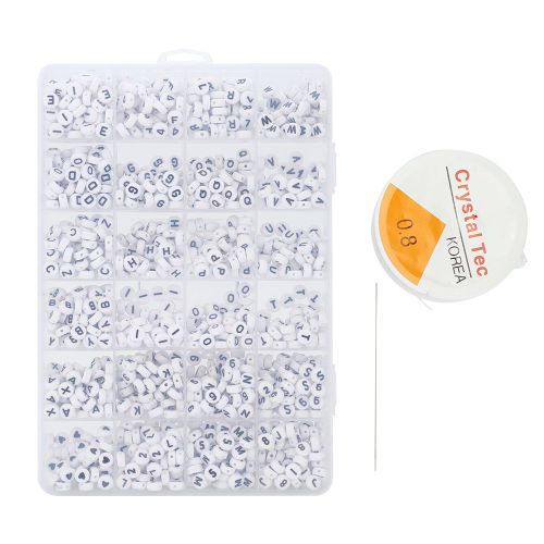 Perles Rondes Pour Fabrication De Bijoux, Bracelets, Colliers Et Alphabets Numeriques Anglais