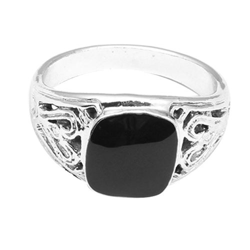 Bague En Alliage De Style Retro Pour Homme, Accessoire Geometrique Tendance (Argent 11)