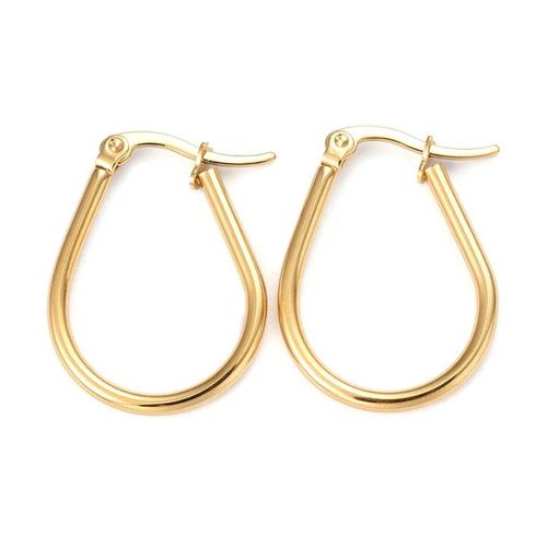 Boucles D'Oreilles Femme Créoles Goutte Acier Inoxydable Doré 2,7 Cm