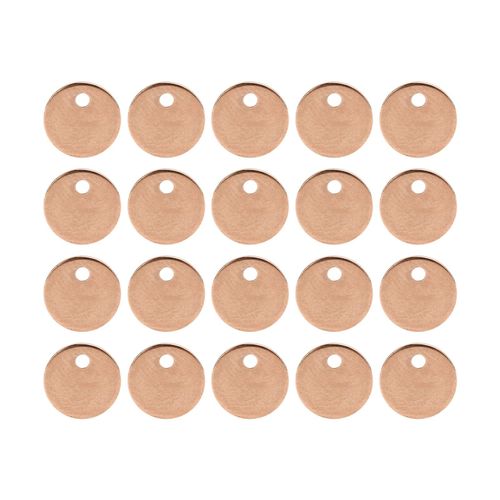 Lot De 20 Pendentifs Ronds En Acier Inoxydable Avec Trou Pour Chien, Accessoire De Fabrication De Bijoux, Or Rose, 8 Mm