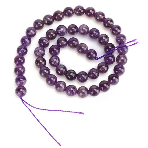 Perles Rondes En Pierre Violette Naturelle, Outil De Fabrication De Bijoux Et De Bracelets, Accessoire De 8 Mm, 48 Pieces