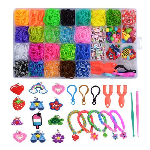 Kit de recharge de 32 elastiques en caoutchouc pour la fabrication de bracelets a faire soi-meme, kit de recharge de bracelets de couleurs vives