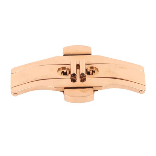 Montre A Fermoir Papillon En Acier Inoxydable Or Rose Haute Finition, Double Bouton Poussoir, Boucle Deployante