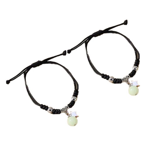 Bracelet Pour Amoureux, Pendentif Etoile Reglable Et Lumineux, Tisse, Pour Couple, Pour Rendez-Vous Quotidiens, Fete, Noir