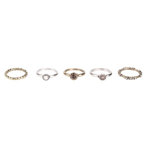 Lot De 5 Bagues Tendance En Alliage Galvanise Pour Femme, Style Vintage (Taille Us 40)