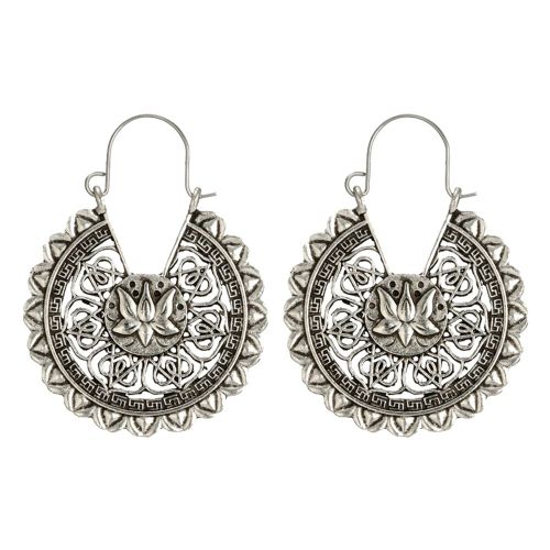 Boucles D'oreilles A Tige Creuses En Alliage Pour Femmes, Style Retro, Motif Floral, Geometriques, Cercles, Accessoires D'oreilles