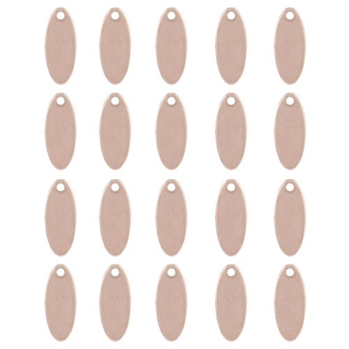 Lot De 20 Pendentifs Ovales En Acier Inoxydable Pour Chien, Avec Trou, Accessoire De Fabrication De Bijoux, Or Rose, 6 X 15 Mm