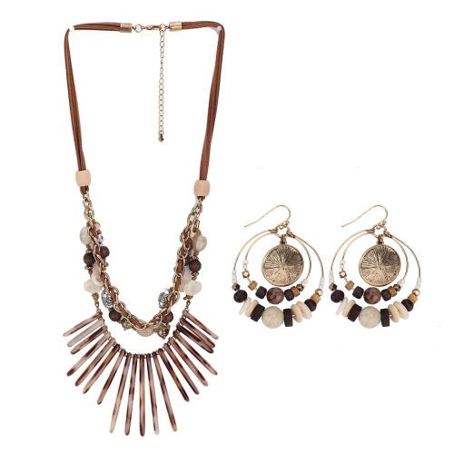 Ensemble De Bijoux 3 Pieces, Collier, Boucles D'oreilles, Pendentif, Perles, Style National