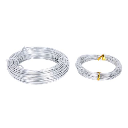 2 Rouleaux De Fil De Bijouterie En Aluminium 1,0 Mm + 2,0 Mm, 20 M, Fil Argente Pour Fabrication De Bijoux Artisanaux