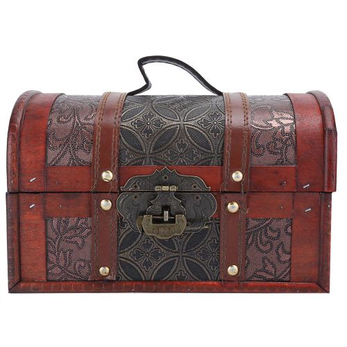 Coffre De Rangement Vintage En Bois, Coffre A Bijoux Decoratif, Accessoire De Photographie, Argent Liquide En Cuivre Avec Serrure, Petit Format