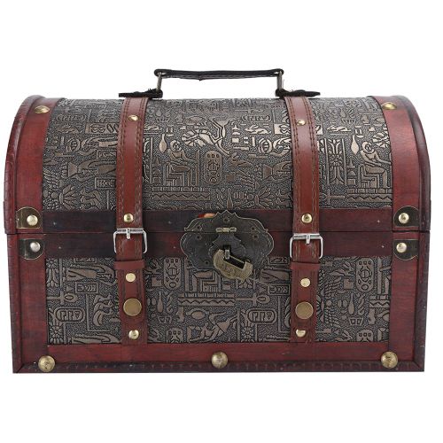 Coffre De Rangement Vintage En Bois, Coffre A Bijoux Decoratif, Accessoire De Photographie, Style Egyptien Avec Serrure, Taille Moyenne, 1#