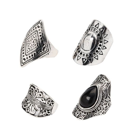 Bague Vintage En Alliage De Style Ethnique, Sculpture Creuse, Bijoux Decoratifs