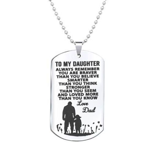Collier De Marque Militaire En Acier Inoxydable Avec Chaine A Perles Rondes Et Plaque D'identite Militaire Grand Teint Pour Fille