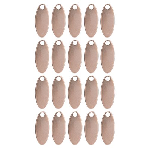 Lot De 20 Pendentifs Ovales En Acier Inoxydable Pour Chien, Avec Trou, Accessoire De Fabrication De Bijoux, Or Rose, 5 X 12 Mm