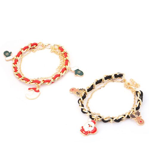 Lot De 2 Bracelets Reglables Style Noel Pour Femme, Jolis Pendentifs, Bijoux Decoratifs