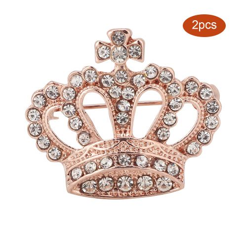 Lot De 2 Broches Brillantes En Forme De Couronne Avec Strass, En Alliage, Pour Collier, Vetements, Accessoires, Bijoux, Cadeau