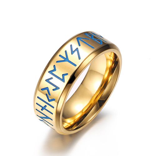 Bague En Acier Titane Pour Homme, Gravee En Or, Lumineuse, Tendance, Brillante, Diametre Interieur De 18,2 Mm