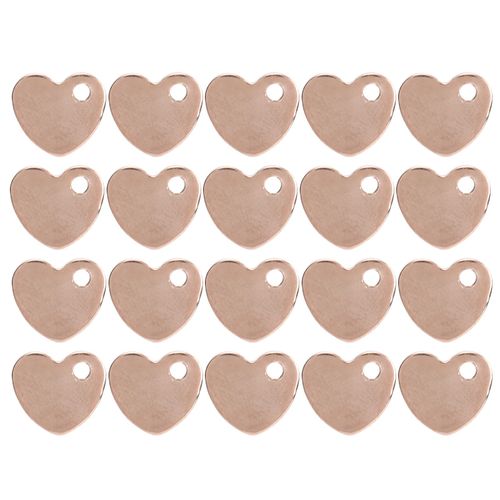 Lot De 20 Pendentifs En Forme De Cour En Acier Inoxydable Avec Trou Pour Fabrication De Bijoux (Or Rose 9 X 10 Mm)