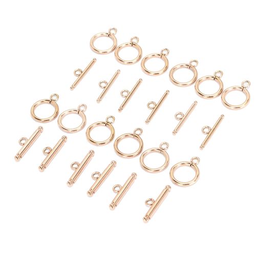 Fermoirs A Bascule Ronds En Acier Inoxydable, Fermoirs En T Pour Colliers Et Bijoux Diy, Or Rose