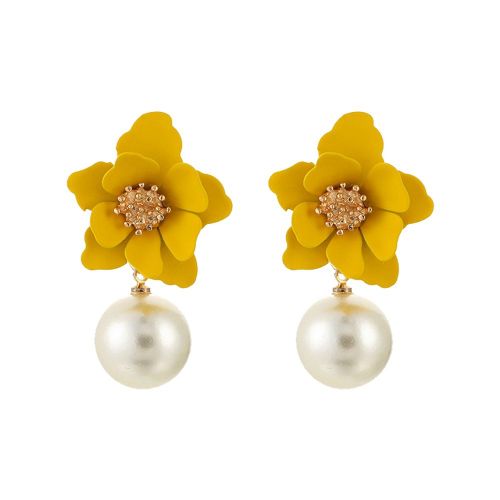 Boucles D'oreilles Delicates En Forme De Fleur Pour Femmes Et Filles, Avec Pendentif En Fausse Poire, Bijoux De Fete