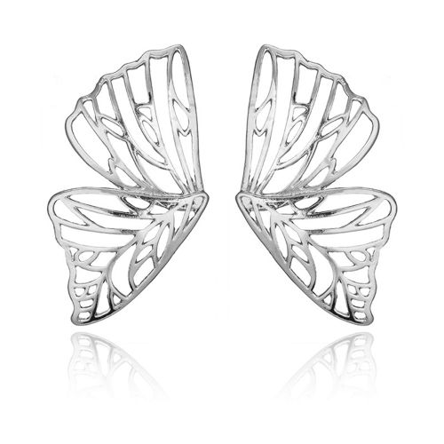Boucles D'oreilles Papillon Creuses En Alliage Pour Femmes, Simples, Clous D'oreilles, Bijoux, Cadeau (Argent)
