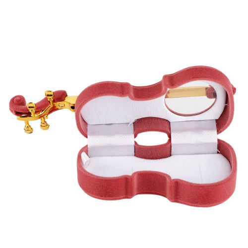 Coffret Cadeau En Flanelle Pour Collier, Bague, Boucle D'oreille, Medaillon En Forme De Violon, Etui De Rangement Pour Bijoux (Rouge Brunatre)