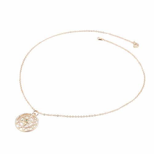 Collier A Pendentif Rond Tendance Pour Femme, Style Simple, En Cuivre Galvanise, Vert