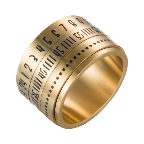 Bague En Acier Inoxydable Pour Homme, Avec Chiffres Arabes, Decoration, Bijou, Cadeau (Or, 9)