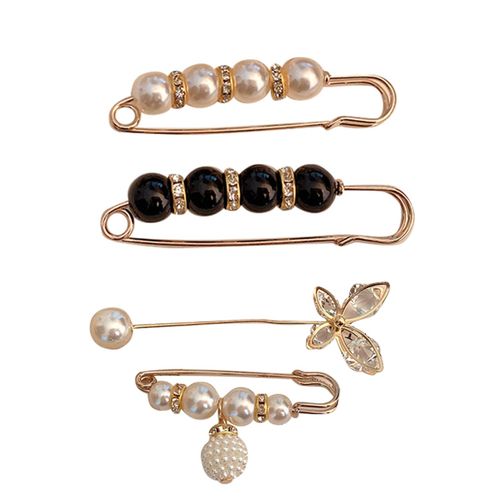 Lot De 4 Broches En Perles Artificielles Pour Ceinture, Chale, Fixation De Vetements, Collier, Papillon