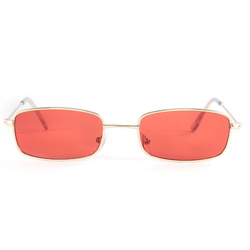 Lunettes De Soleil Elegantes Et Decontractees A Verres Transparents Pour Femme, Couleur Or Et Rouge