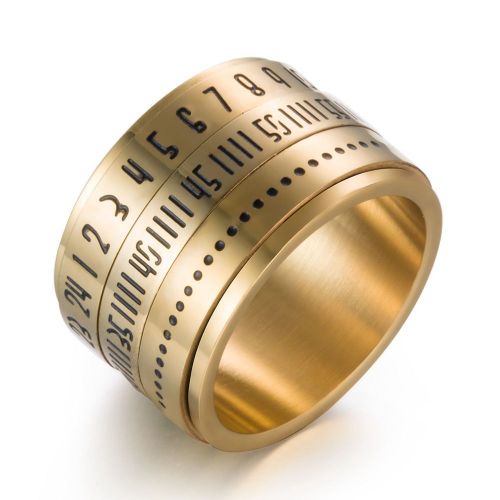Bague En Acier Inoxydable Pour Homme, Avec Chiffres Arabes, Decoration, Bijou Cadeau (Or, 10)