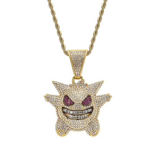 Collier Pendentif En Alliage Avec Motif Drole De Diable, Chaine En Acier Inoxydable De 60 Cm, Pendentif Exquis, Chaine Doree