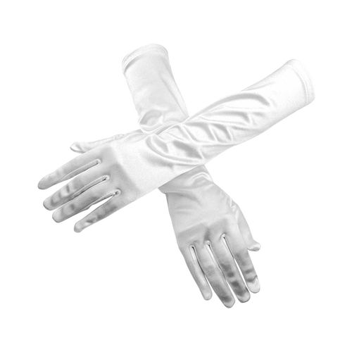 Gants De Mariee En Satin, Longs, Elegants Et A La Mode, Pour Femme, Pour Soiree, Spectacle, Blanc, Taille Unique