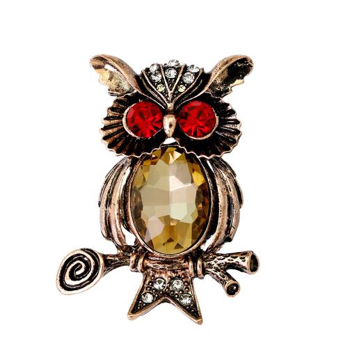 Broche En Alliage De Strass, Motif Hibou Tendance, Accessoire De Decoration Pour Vetements, Echarpe, Boucle (Ag211-B)