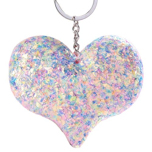 Porte-Cles Brillant En Forme De Cour, Joli Et Tendance, Pendentif De Sac (Blanc)