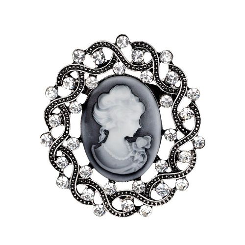 Broche En Alliage Plaque Or Et Strass Pour Femme, Accessoire De Bijouterie (Af036-A)