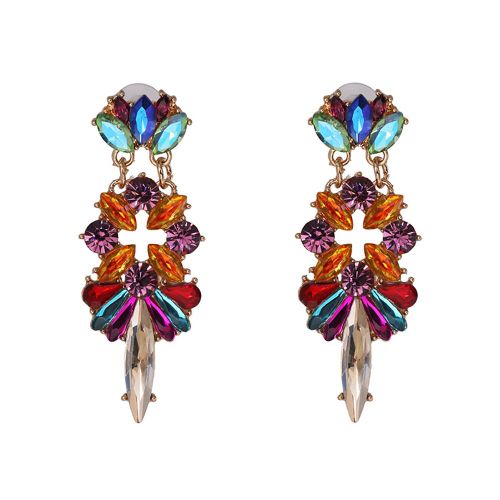 52130 Boucles D'oreilles Simples Et Colorees En Diamant, Pendentif A Breloques, Bijoux Tendance (Couleur)