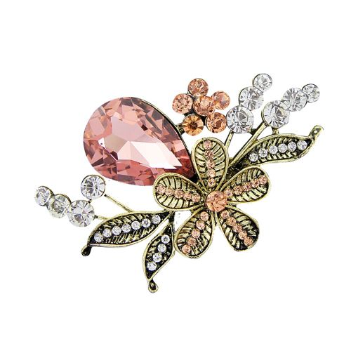Broche Tendance En Forme De Goutte D'eau Et De Fleur En Strass, Accessoire De Decoration Pour Vetements, Echarpe, Boucle