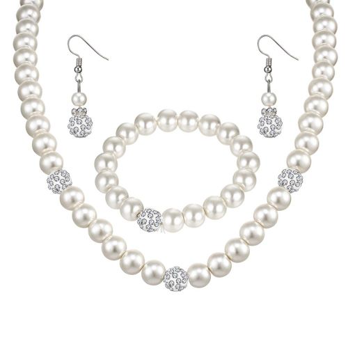 Ensemble Cadeau De Bijoux Tendance Avec Collier, Boucles D'oreilles Et Bracelet En Perles
