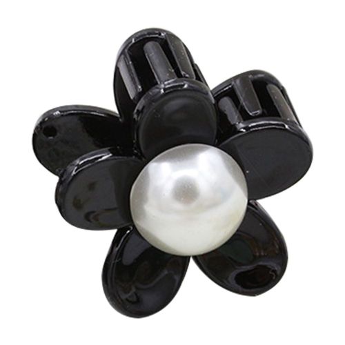 Barrette A Cheveux En Resine Coreenne Avec Perles Et Fleurs (L En Noir)