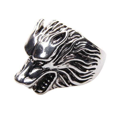 Bague En Alliage Personnalisee Pour Homme, Tete De Loup, Style Retro, Accessoire De Bijouterie (19 Mm)