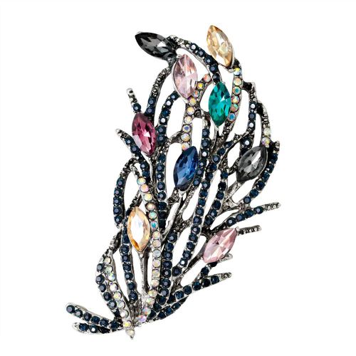 Broche En Alliage Plaque Zircon Brillant En Forme De Fleur Pour Femme, Accessoire De Bijouterie (A)
