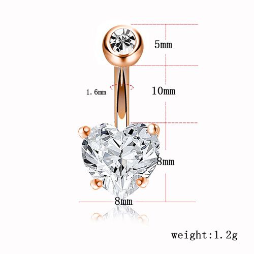 Piercing De Nombril Sexy En Forme De Cour Et Zircon Pour Femme (Or Rose)