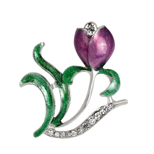 Broche En Alliage Tendance Avec Strass Et Fleurs Violettes Pour Femmes, Accessoire De Bijouterie, Cadeaux
