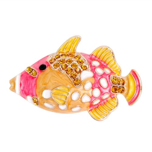 Broche En Alliage En Forme De Poisson, Style Tendance, Decoration En Tissu, Epingle A Poitrine