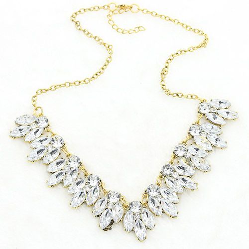 Collier A Pendentif En Strass Pour Femme, Accessoire Tendance (Dore)