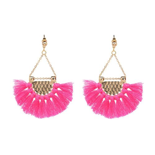 Boucles D'oreilles Pendantes En Alliage Plaque Or Pour Femme, Bijoux Tendance, Avec Pompons, Accessoire Pour Fille (Rose)